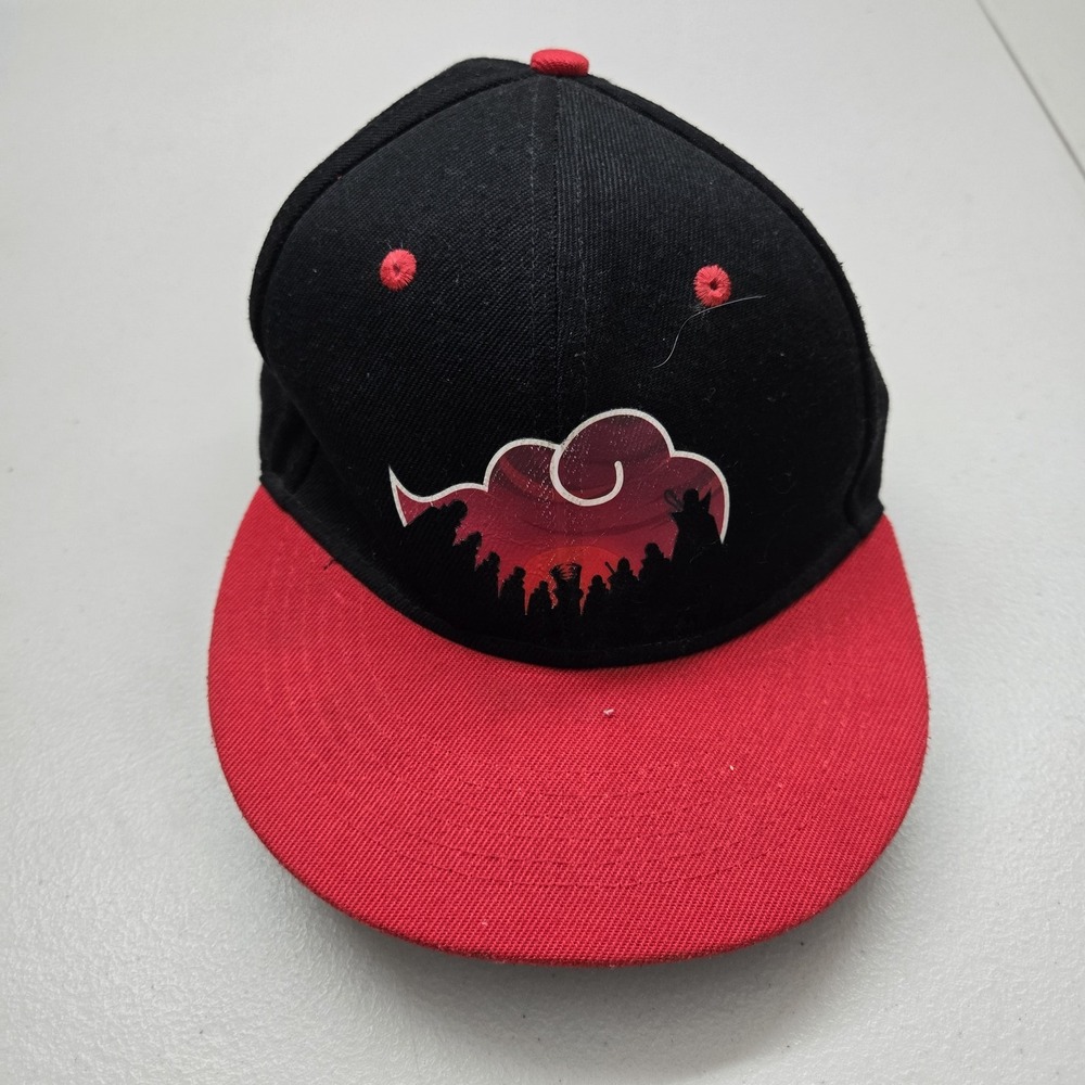 Three In Naruto Unisex Snapback OS Black Flat Red Cloud Silhouette Figures READ